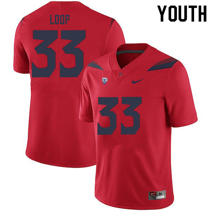 Youth #33 Tyler Loop Arizona Wildcats College Football Jerseys Sale-Red